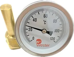 Термометр биметаллический Wester T 63мм 120°С гильза 50мм, 1