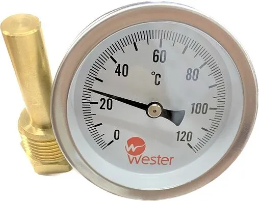 Термометр биметаллический Wester T 63мм 120°С гильза 50мм