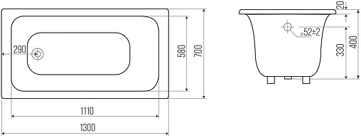 Ванна чугунная Goldman Classic 130x70 CL13070