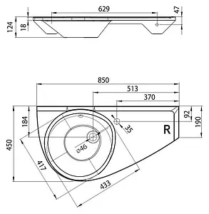 Раковина Ravak Avocado 85 L белый XJ1P1100000 Раковина Ravak Avocado 85 L белый XJ1P1100000, 2