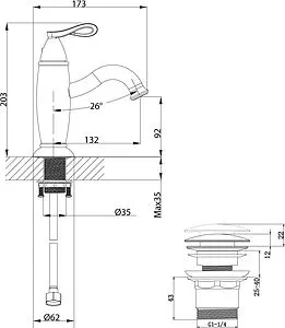 Смеситель для раковины Lemark Prime чёрный матовый/золото LM6106BRG Смеситель для раковины Lemark Prime чёрный матовый/золото LM6106BRG, 2