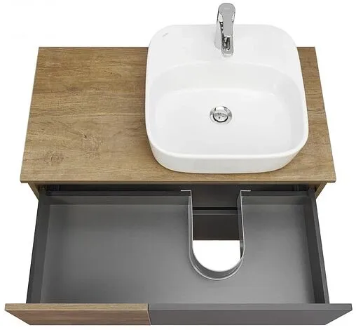 Тумба-умывальник подвесная Aquaton Терра 85 дуб кантри/антрацит 1A2472K3TEKA0