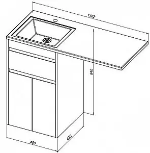 Тумба-умывальник напольная над стиральной машиной Aquanet Токио 110 L белый 00237745+00235497, 2