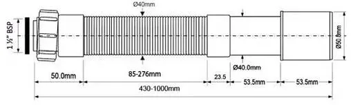 Слив гофрированный Mc Alpine 1½x50мм L=430-1100мм MRMF6