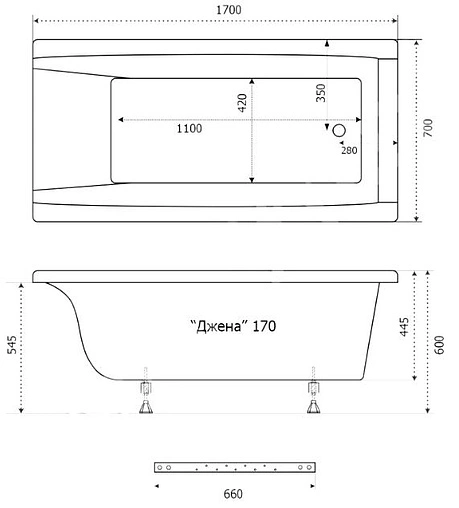 Ванна акриловая Triton Джена 170x70 Щ0000001223