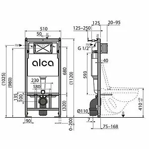 Инсталляция для подвесного унитаза Set 4 в 1 AlcaPlast Sadromodul AM101/1120-4:1 RU M678-0001 с кнопкой черный матовый Инсталляция для подвесного унитаза Set 4 в 1 AlcaPlast Sadromodul AM101/1120-4:1 RU M678-0001 с кнопкой черный матовый, 3