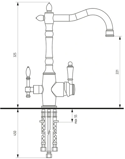 Смеситель для кухни с подключением к фильтру Ulgran бронза U-018