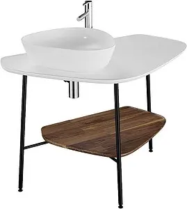 Консоль с умывальником напольная VitrA Plural белый/массив дерева 62571+ Консоль с умывальником напольная VitrA Plural белый/массив дерева 62571+, 1