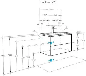 Тумба-умывальник подвесная Aquaton Сохо 75 галька серая/слэйт 1A2581K1AJ9A0 Тумба-умывальник подвесная Aquaton Сохо 75 галька серая/слэйт 1A2581K1AJ9A0, 2