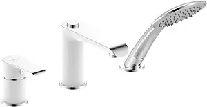 Смеситель на борт ванны на 3 отверстия Rossinka белый/хром W40-39 Смеситель на борт ванны на 3 отверстия Rossinka белый/хром W40-39, 1