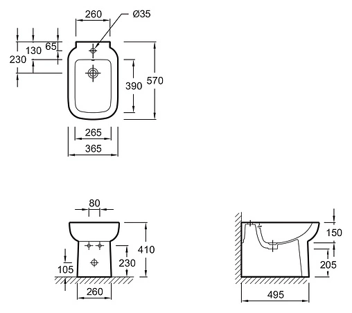 Биде напольное Jacob Delafon Replay белый E4777-00