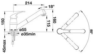 Смеситель для кухни с выдвижным изливом Blanco Daras - S кофе 524196 Смеситель для кухни с выдвижным изливом Blanco Daras - S кофе 524196, 4