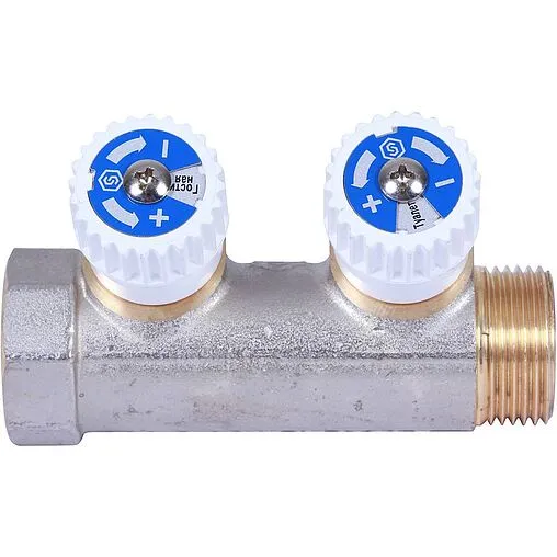 Коллектор регулирующий проходной 2 отвода ¾&quot;в/н x ½&quot;н Stout SMB 6852 341202