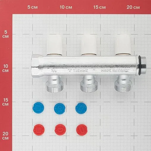 Коллектор регулирующий проходной 3 отвода ¾"в/н x ¾"ек Tiemme MAXIMA 1860011 Коллектор регулирующий проходной 3 отвода ¾"в/н x ¾"ек Tiemme MAXIMA 1860011