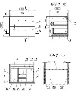 Тумба-умывальник подвесная Cersanit Lara 60 орех 64131+, 2