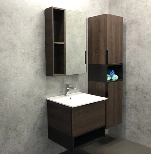 Тумба-умывальник подвесная Comforty Франкфурт 60 дуб шоколадно-коричневый/чёрный 00004150530CF Тумба-умывальник подвесная Comforty Франкфурт 60 дуб шоколадно-коричневый/чёрный 00004150530CF