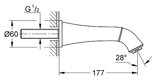 Излив для скрытого монтажа Grohe Grandera хром/золото 13341IG0