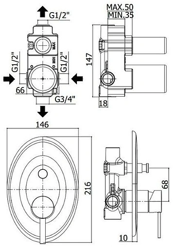 Смеситель для ванны скрытого монтажа Paffoni Berry хром BR015CR