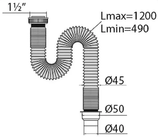 Сифон гофрированный для мойки VIRPlast Элит 30980621 Сифон гофрированный для мойки VIRPlast Элит 30980621