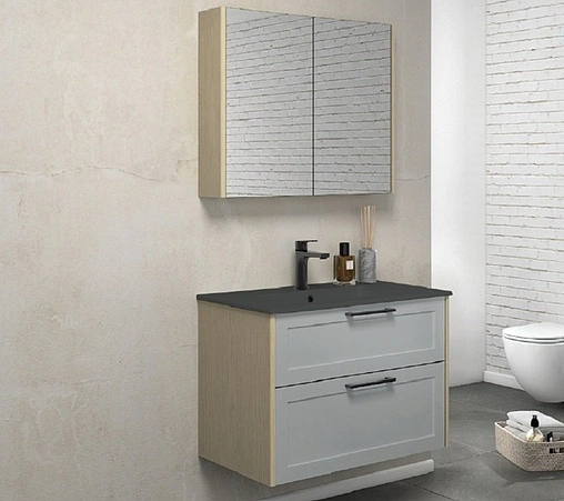 Тумба-умывальник подвесная ISVEA Valero 80 серый/дуб 27VRS075080I+10SL51081SV-2C