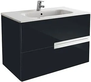 Тумба-умывальник подвесная Roca Victoria Nord 80 чёрный глянец ZRU9000097+, 1