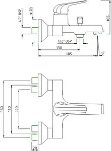 Смеситель для ванны Jaquar Continental Prime хром COP-CHR-119PM Смеситель для ванны Jaquar Continental Prime хром COP-CHR-119PM, 2