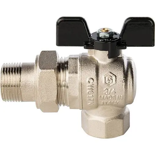 Кран шаровый с американкой угловой ¾"в x ¾"н Stout SVB-0008-000020