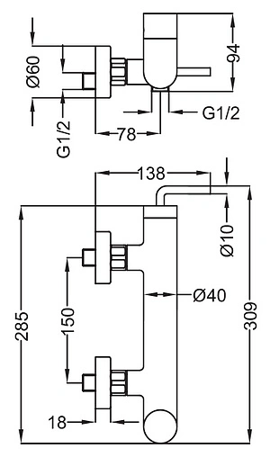 Смеситель для душа Cezares Eco хром ECO-DM-01-Cr Смеситель для душа Cezares Eco хром ECO-DM-01-Cr
