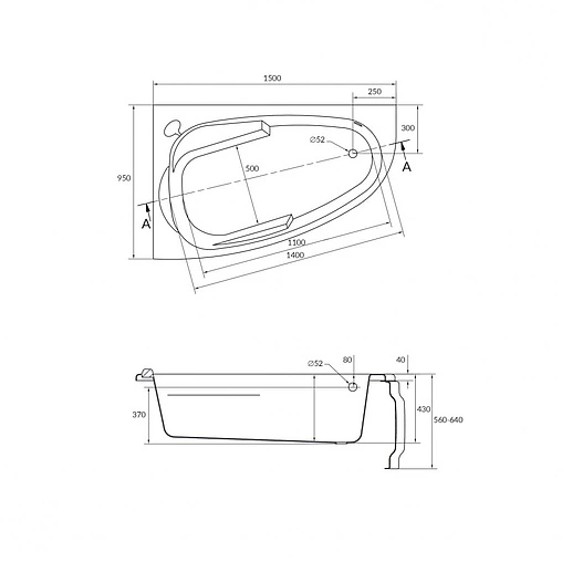 Ванна акриловая Cersanit Joanna 150x95 L 63336