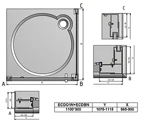 Душевое ограждение 1100x900мм прозрачное стекло Roltechnik Exclusive Line ECDO1N+ECDBN/1100*900 black elox 562-1100000-05-02+563-9000000-05-02 Душевое ограждение 1100x900мм прозрачное стекло Roltechnik Exclusive Line ECDO1N+ECDBN/1100*900 black elox 562-1100000-05-02+563-9000000-05-02, 2
