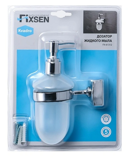 Дозатор для жидкого мыла Fixsen Kvadro хром FX-61312
