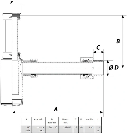 Сифон бутылочный для раковины JIMTEN S-438 хром 001586 Сифон бутылочный для раковины JIMTEN S-438 хром 001586
