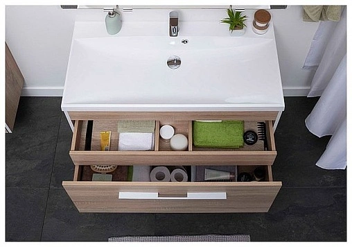 Тумба под умывальник подвесная Aquanet Августа 100 дуб сонома 00210021