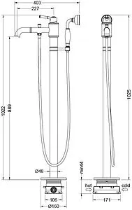 Смеситель для ванны напольный Aquatek Классик чёрный матовый AQ1545MB Смеситель для ванны напольный Aquatek Классик чёрный матовый AQ1545MB, 2