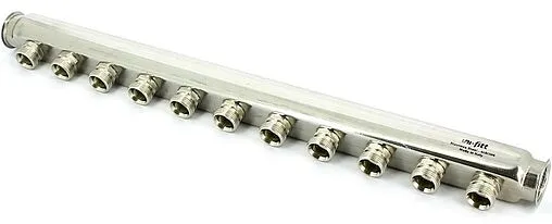 Коллектор распределительный проходной 10 отводов 1&quot;в/в x ¾&quot;ек Uni-fitt 430I4310