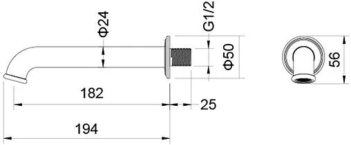 Излив для скрытого монтажа Aquatek Классик чёрный матовый AQ1541MB