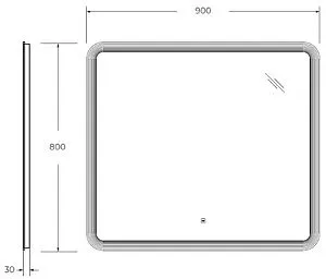 Зеркало с подсветкой Cezares Duet 90x80 CZR-SPC-DUET-900-800-LED-TCH Зеркало с подсветкой Cezares Duet 90x80 CZR-SPC-DUET-900-800-LED-TCH, 2