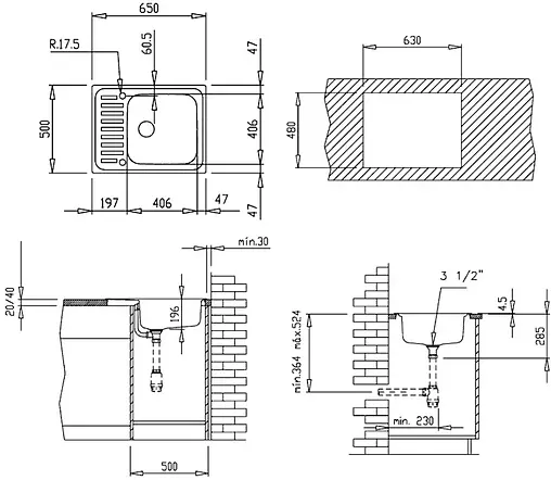 Мойка кухонная Teka Classic 1B ½D нержавеющая сталь полированная 10119070