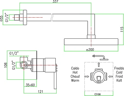 Душевая система со смесителем для душа Fiore XS Sky хром 85CR7516