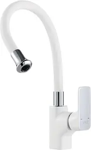 Смеситель для кухни с гибким изливом D&K Berlin Steinbeis белый/хром DA1432916 Смеситель для кухни с гибким изливом D&K Berlin Steinbeis белый/хром DA1432916, 1