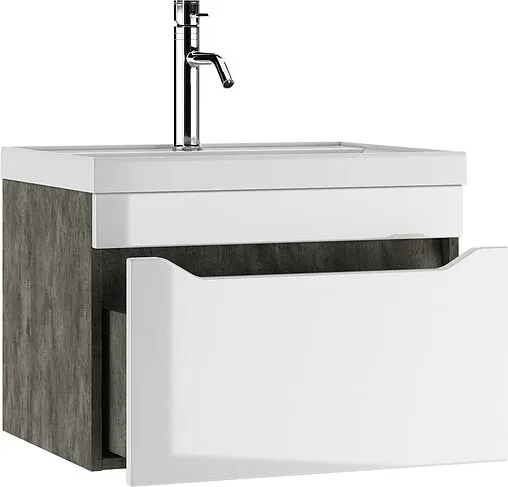 Тумба-умывальник подвесной Айсберг Ева 60 белый/бетон DA5905T+4670142930044