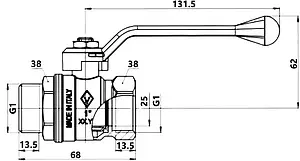Кран шаровый 1"в x 1"н Bugatti New Jersey 09150005, 2