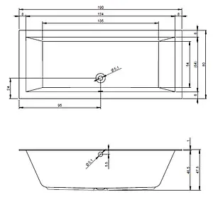 Ванна акриловая Riho LUGO 190x80 B135001005, 3