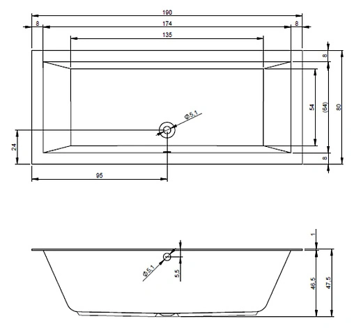 Ванна акриловая Riho LUGO 190x80 B135001005