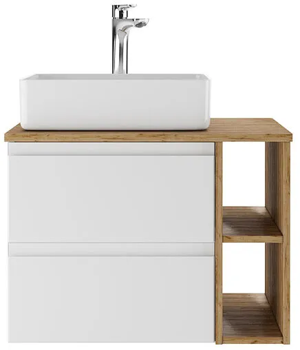 Тумба под умывальник подвесной Домино Frost 70 белый/дуб вотан DF3401T