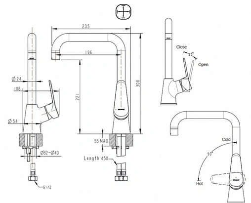 Смеситель для кухни Bravat Eco хром F7111147C-1