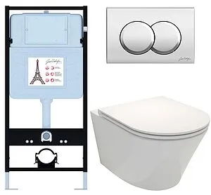 Комплект 6 в 1 Jacob Delafon Rodin+ E21750RU-CP с кнопкой E36496-CP хром глянцевый, 1