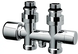 Узел нижнего подключения радиатора с байпасом терморегулирующий прямой ¾&quot;ек x ¾&quot;ек (½&quot;н) LadyFAR серебро FL 0268 3412, 1