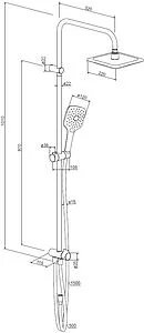 Душевая система без смесителя Damixa Eclipse чёрный матовый 931000300, 2