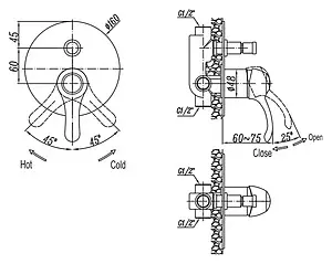 Смеситель для ванны скрытого монтажа Cezares Lira бронза LIRA-C-VDIM-02, 3